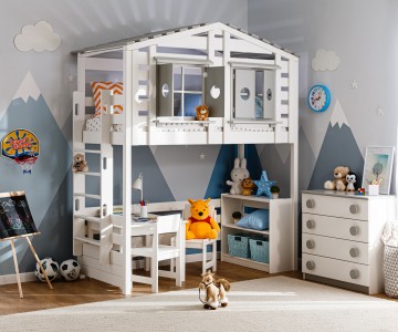 Детская комната Тимберика Кидс №11 с кроватью-чердаком и столиком Детская комната Тимберика Кидс №11 с кроватью-чердаком и столиком