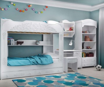 Набор мебели для детской Ассоль Белый, для двоих детей Набор мебели для детской Ассоль Белый, для двоих детей