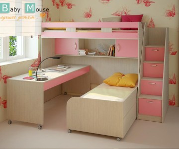 Кровать чердак "Фанки Кидз-22" + кровать 13/53 СВ + письменный стол 13/58 СВ + лестница 13/8 СВ для девочек (Азбука мебели) Кровать чердак "Фанки Кидз-22" + кровать 13/53 СВ + письменный стол 13/58 СВ + лестница 13/8 СВ для девочек (Азбука мебели)