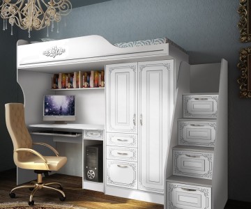 Кровать-чердак Ноктюрн с тумбой-лестницей Кровать-чердак Ноктюрн с тумбой-лестницей