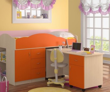 Детская кровать-чердак низкая "Дюймовочка 5", комплектация №3 Детская кровать-чердак низкая "Дюймовочка 5", комплектация №3