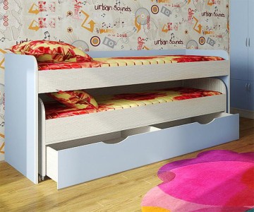 Двухъярусная низкая кровать с выдвижным ящиком "Фанки Кидз 8" (Азбука Мебели) Двухъярусная низкая кровать с выдвижным ящиком "Фанки Кидз 8" (Азбука Мебели)
