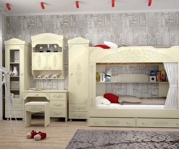 Набор мебели для детской Ассоль плюс 3 вариант Ваниль Набор мебели для детской Ассоль плюс 3 вариант Ваниль