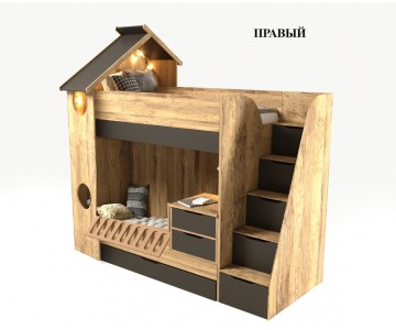 Кровать трансформер Домик 2х ярусная с ограничителем без тумбы Кровать трансформер Домик 2х ярусная с ограничителем без тумбы