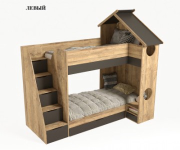 Кровать Домик 2х ярусная с тумбой Кровать Домик 2х ярусная с тумбой