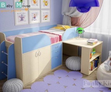 Детская кровать чердак с рабочей зоной "Фанки Кидз-10" (Азбука Мебели) Детская кровать чердак с рабочей зоной "Фанки Кидз-10" (Азбука Мебели)